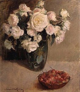 Natürmort Gül ve Kiraz by A. van der Kelen