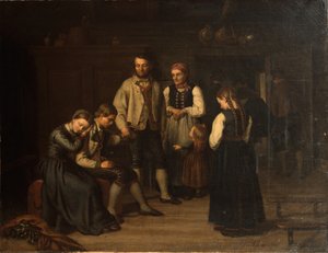 Norveçli bir çiftçinin oturma odasında günlük yaşam by Aasta Hansteen