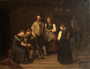 Bir çiftçinin oturma odasında günlük yaşam by Aasta Hansteen