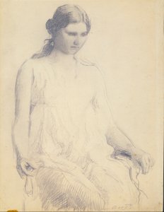 Genç Bir Kadın Çalışması by Abbott Handerson Thayer