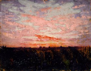 Gün Doğumu veya Gün Batımı, kitap için çalışma, Hayvan Krallığında Renkleri Gizlemek, yakl. 1905-1909. by Abbott Handerson Thayer