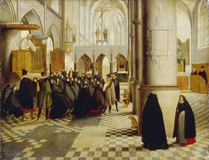Kilise Servisi. Abel Grimmer (1570-1619) tarafından yapılan boyama, ahşap üzerine yağlı boya