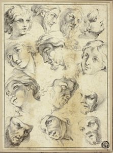 13 Çeşitli Yüzlerin Eskizleri by Abraham Bloemaert