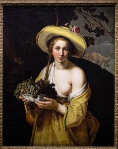 Bir tabak üzüm ile Bergere by Abraham Bloemaert