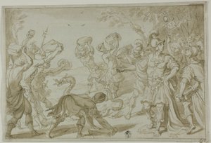 Yılanı Taşlayan Romalı Askerler by Abraham Bloemaert