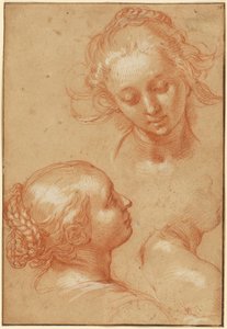 Üç Kadın Çalışması (recto); Dört El Çalışması ve Diz Çökmüş Genç Bir Adamın Karşı Çalışması (verso) by Abraham Bloemaert