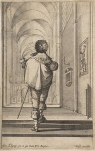 Bir kiliseye girerken arkadan görülen bir bey, ca. 1629. by Abraham Bosse