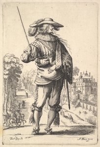 Profilde başı sağa dönük, tüylü bir şapka ve ..., 1629 takan bir beyefendi. by Abraham Bosse