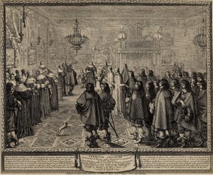 Polonya Kralı IV. Wladyslaw ile Marie Louise Gonzaga arasındaki Evlilik Sözleşmesinin Töreni. by Abraham Bosse