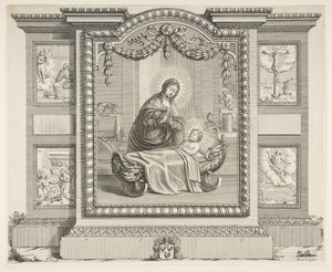 Müjde Sahneleri ile Doğuş, Çobanların Tapınması, Haç..., 1620-76. by Abraham Bosse