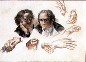 İki beyefendinin başları ve ellerinin çalışmaları by Abraham Constantin