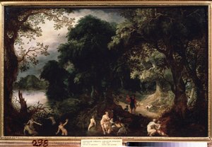 "Diane et Acteon" (Diana ve Acteon) Diane, avcı Acteon tarafından banyoda şaşırttı. Abraham Govaerts