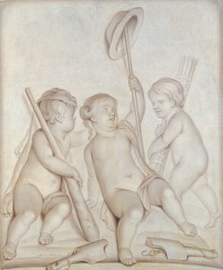 Üç Kerubi (grisaille), Putti, Herkül ve Merkür