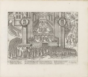 James I, 1603-1604 taç giyme töreni sırasında Westminster Abbey