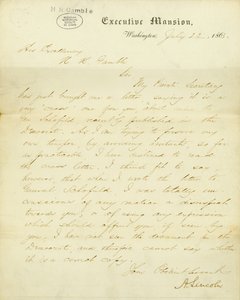 A. Lincoln, Executive Mansion, Washington, Ekselansları, H.R. Gamble
