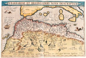 Barbaria ve Biledulgerid Abraham Ortelius (Oertel, Ortell veya Ortel) tarafından "Theatrum Orbis Terrarum" dan kuzey Afrika