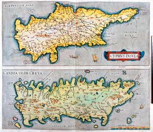Kıbrıs, Girit, Kıbrıs, Yunanistan by Abraham Ortelius