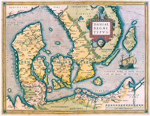 Danimarka, Güney İsveç by Abraham Ortelius
