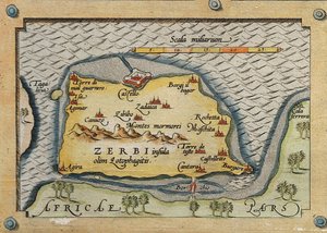Akdeniz Adaları Haritasından Zerbi Detayı by Abraham Ortelius