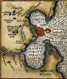 Eski Siraküza limanı (Sicilya) - Abrahm Ortelius tarafından “” Atlas”ta by Abraham Ortelius