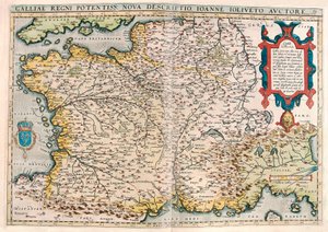 güçlü bir Galya krallığı. yeni bir açıklama. Abraham Ortelius (Oertel, Ortell veya Ortel) tarafından "Theatrum Orbis Terrarum" dan Galya (Fransa) bölgesinin coğrafya haritası by Abraham Ortelius