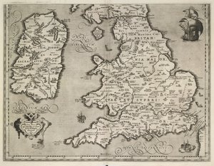 İngiltere, Galler ve İrlanda Haritası, Theatrvm Orbis Terrarvm by Abraham Ortelius by Abraham Ortelius