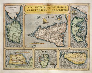 Akdeniz Adaları Haritası by Abraham Ortelius