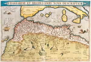 Fas, Cezayir, Tunus, Batı Libya, Batı Sahra, Moritanya, Senegal, Mali, Nijer by Abraham Ortelius