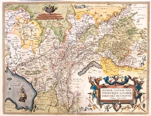 Hollanda (Eyalet: Kuzey Hollanda, Flevoland, Overijssel, Gelderland, Limburg), Almanya (Eyalet: Aşağı Saksonya, Kuzey Ren-Vestfalya) by Abraham Ortelius