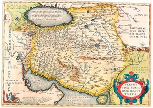 Abraham Ortelius (Oertel, Ortell veya Ortel) tarafından "Theatrum Orbis Terrarum" dan Arap Yarımadası topraklarının coğrafya haritası by Abraham Ortelius