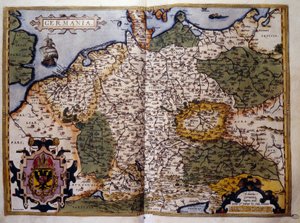 Prusya'nın görünümü. Haritacı Abraham Ortelius'un (1527-1598) “Theatrum Orbis Terrarum” baskısından levha by Abraham Ortelius