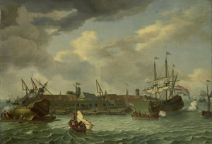 Batavia yakınlarındaki Onrust Adası (Jakarta) by Abraham Storck (manner of)