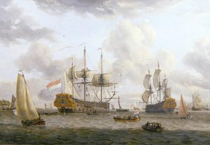 Geniş Bir Haliçte Hollanda Denizcilik Sahnesi (tuval üzerine yağlı boya) by Abraham Storck