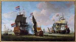 Deniz: deniz savaşı sahnesi Abraham Storck (1635-1710) tarafından yapılan resim 17. yüzyıl Angers, Güzel Sanatlar Müzesi