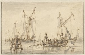 Bazı tekneler ile Pasifik denizi by Abraham Storck