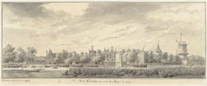IJssel'in karşısından Gouda'nın görünümü by Abraham de Haen (II)