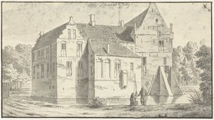 Rhaen'in Overijssel'deki evi, önünde iki balıkçı by Abraham de Haen (II)