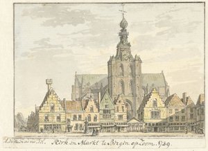 Bergen op Zoom'da Kilise ve Pazar by Abraham de Haen (II)