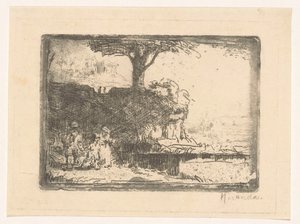 Üç figürlü manzara by Abraham de Miranda (signed by artist)