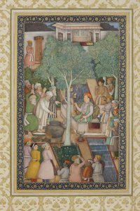 İmparator Cihangir, Kutsal Adamlarla Bahçede, c.1615 (kağıt üzerinde opak wc ve altın)
