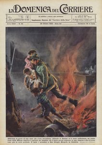 Akşam alevlere göğüs geren, dumanı boğan bir evin kapısını mı çaldınız? by Achille Beltrame
