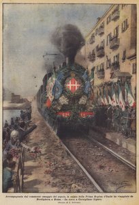 İtalya'nın Birinci Kraliçesi'nin naaşı, halkın duygulu saygısı eşliğinde seyahat etti mi? by Achille Beltrame