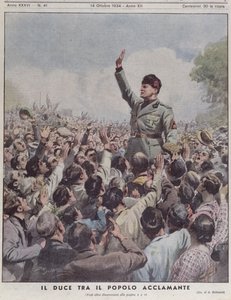 Halk tarafından alkışlanan Benito Mussolini (1883-1945), 