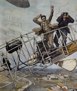 Paris, Fransa yakınlarındaki De Bradski zeplin felaketi, La Domenica del Corriere için Achille Beltrame tarafından illüstrasyon, 26 Ekim by Achille Beltrame