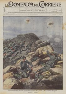 Bizimki ölüme nasıl meydan okuyor, bir subay ve bir topçu gönüllüsü tarafından çok övgüye değer bir keşif. by Achille Beltrame