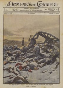 sinitia gibi, acı ve kan arasında, yeni yıl 1915, dünya nüfusunun yarısı savaşta by Achille Beltrame