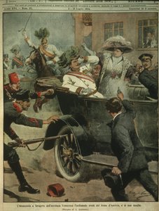 Avusturya Arşidükü Franz Ferdinand Suikastı, Avusturya-Macaristan tahtının varisi, Saraybosna'nın kapak resmi by Achille Beltrame