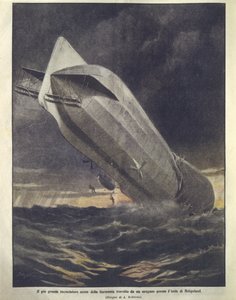 Heligoland Adası yakınlarında bir kasırga tarafından sürüklenen Alman kruvazörünün kapak resmi by Achille Beltrame
