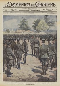 General Tettoni, siperlerden bilerek gelen askerlerinin önünde Aosta Dükü tarafından nişanlanır.