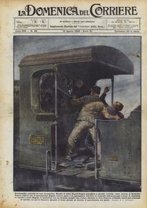 Bir lokomotif hakkında dramatik bölüm by Achille Beltrame